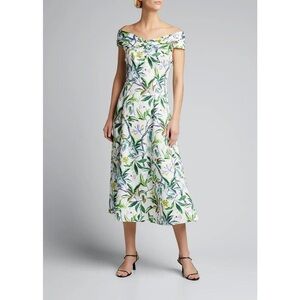 Jason Wu Green and White Floral Midi Dress